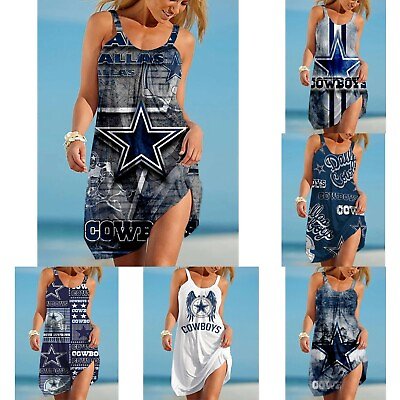 Dallas Cowboys Ladies#x27; Sundress Sleeveless Beach Slip Dress Tank Dress Summer $22.79