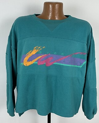 Vintage 80s Ocean Pacific Sweatshirt L Color Wavz Reverse French Terry Beach USA $32.24
