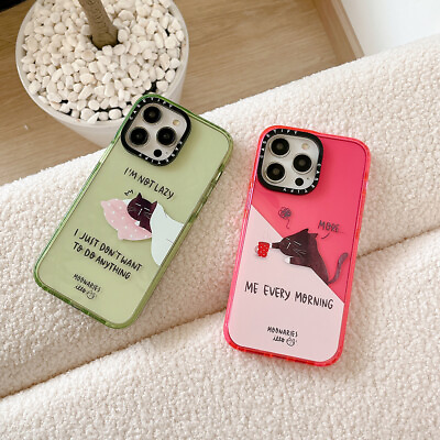 English Cartoons Cute Cat Pattern Hard Phone Case For iPhone 14 Pro Max 13 12 11 $11.19