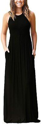 EUOVMY Women#x27;s Sleeveless Dress Casual Plain Loose Summer Long Maxi Dresses with $78.29