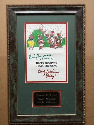 #ad Laverne amp; Shirley In Person Signed by Marshall amp; Williams Christmas Card Framed $189.95