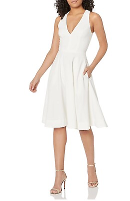 #ad Dress The Population Catalina Fit amp; Flare Cocktail Dress Women’s Small Off White $55.00