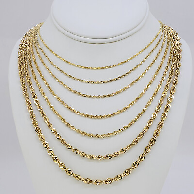 10K Yellow Gold 1.5mm 6.5mm Laser Diamond Cut Rope Chain Necklace 16quot; 30quot; $569.99