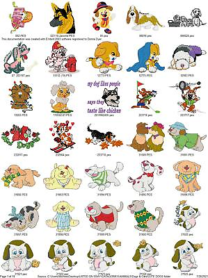 630 CUTE DOGS PUPPY EMBROIDERY MACHINE DESIGNS COLLECTION PES JEF HUS USB $9.95