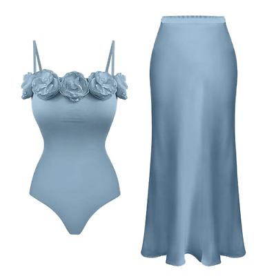 #ad Fashion Floral 1Pc Swimsuit Elegant Sexy Backless Strap Bikini Waist Beach Skirt $35.10
