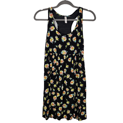 #ad Xhilaration Black Floral Mini Sundress Size Medium Black Lace Boho Dress $13.30