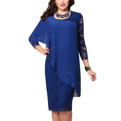 #ad #ad 3PCS Womens Lace 3 4 Sleeve Midi Dress Ladies Evening Party Cocktail Dresses $112.06