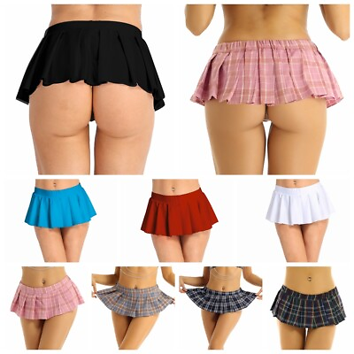 #ad School Girl Skirt Uniform Pleated Plaid Mini Skirts Women Sexy Cosplay Cosumes $5.51