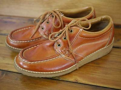 #ad Vtg 70s Mens SEARS LEATHER Moccasin Crepe Sole Oxford Work SHOES 7.5 D 38 $96.00