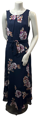NY Collection Maxi Dress Womens size Large Petite PL Blue Floral Sleeveless New $25.99