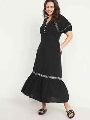 NEW Old Navy Plus Black Crinkle Crepe Maxi Swing Dress for Women Size XS $20.66