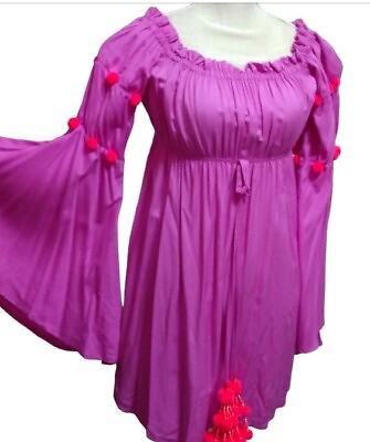 #ad SUNDRESS Medium Purple Off Shoulder Bell Sleeve Dress $15.00
