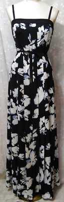 #ad #ad New WHITE HOUSE BLACK MARKET Size 0 Pleated Floral Maxi Dress Black White $49.99