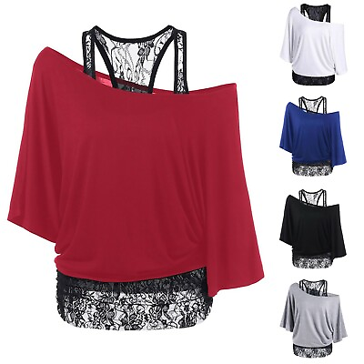 Sexy Women Summer Plus Size Lace Loose Casual Long Sleeve Tops Blouse Shirt $16.26