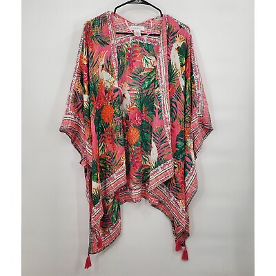 #ad Nine West Swimsuit Cover Up Kimono Cardigan Beach Tropical OS Womens Floral $24.92