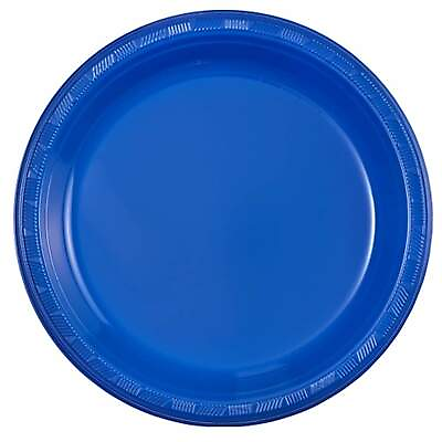 Plastic Disposable Plates Vibrant Solid Blue Luncheon Dinner Party 50 Count $19.99