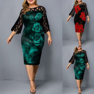#ad #ad Plus Size Womens Formal OL Midi Dress Ladies Cocktail Club Evening Party Dress $36.67