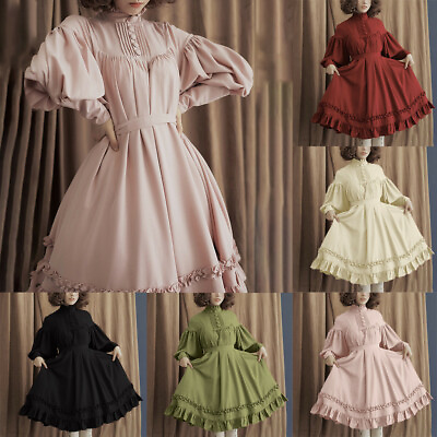 #ad Lace Gothic Ruffle Dress Women Vintage Lolita Dress Japanese Kawaii Cute Dresses GBP 27.99
