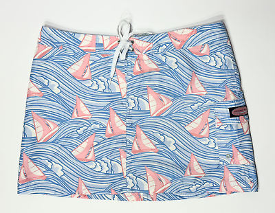 #ad Vineyard Vines Women’s Board Skirt Blue Pink Swim Summer Sail Boats Size 10 A8 $21.99
