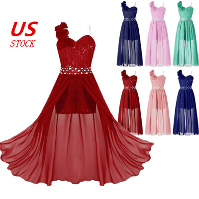 #ad US Flower Girl Sequins Dress Princess Party Wedding Bridesmaid Dresses Prom Gown $19.62