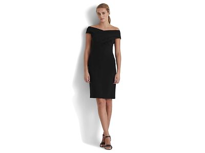 #ad LAUREN Ralph Lauren Off the Shoulder Cocktail Dress Black Women#x27;s Dress 8 $44.99
