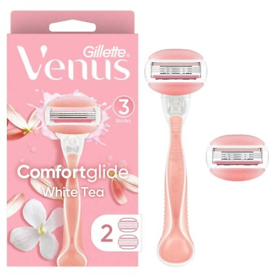 #ad #ad Gillette Venus ComfortGlide White Tea Women#x27;s Razor Handle 2 Refills Pink $9.99