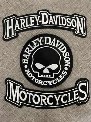 #ad #ad Harley Skull and Rockers Embroidered Large Back Patches for Vest Jacket Iron on $24.99