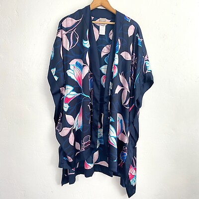 Chicos Travelers Womens Kimono Floral Blue Size S M $27.96