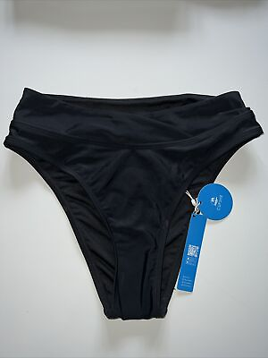 #ad Cupshe Black Bikini Swimsuit Bottoms Sz XS NWT High Waisted Cheeky Swim Bottoms $11.25