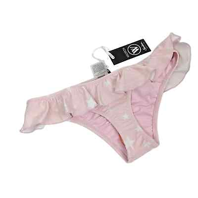 Wildfox Womens Swim Pink Star Frilly Ruffle Cheeky Bikini Bottoms NWT Size S $19.99