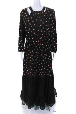 #ad Sonia Sonia Rykiel Womens Geometric Zip Long Sleeve Maxi Dress Black Size EUR42 $85.39