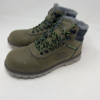 #ad Cool Club By Max Boys North Snow Stockholm Winter Boots Boot Green Lined Laces 5 $29.00