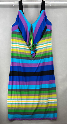 Lane Bryant Dress Women 18 20 Plus Maxi Multicolor Mixed Stripe Sleeveless Flowy $29.99