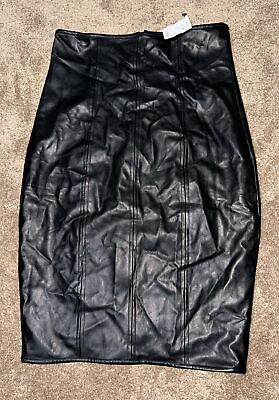 #ad Akira Women#x27;s Pencil Skirt Black Faux Leather Large MSRP $49.99 NWT’s $19.00