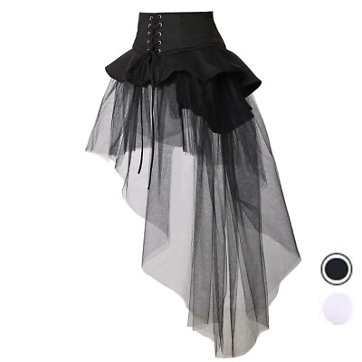 #ad Gothic Women Tulle Skirts Waist Belt Lady Ruffles Pirate Corset Over Skirt Punk $24.99