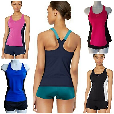 NIKE Women#x27;s Color Surge Power Back Tankini Swimsuit Set SELECT SIZE amp; COLOR NEW $49.99