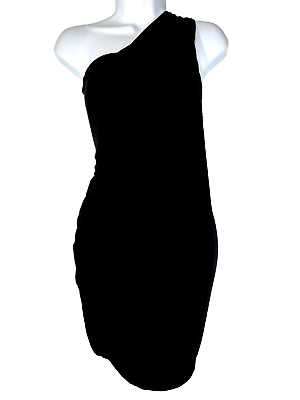 #ad Bailey 44 Womans Little Black Dress XS one shoulder ruched mini Drape slinky $19.77