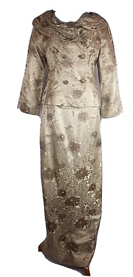 ADRIANNA PAPELL Skirt Suit Dress Champagne Gold Prom Wedding Formal Sz 8 $49.99