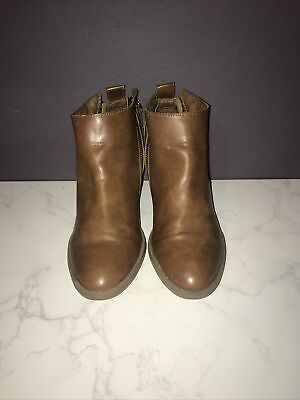 #ad Womens Size 8 Ankle Boots Brown Double Side Zip Universal Thread $8.99