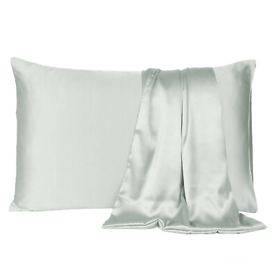 Luxurious Satin Silk Pillowcase Soft Bedding Standard Queen King Pillow Cover $8.49