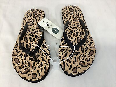 Shade amp; Shore Flip Flops Cheetah Print Women#x27;s Durable Summer Beach Size 7 $1.60