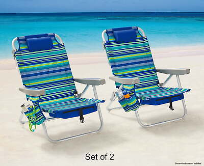 1 2 Pack Mainstays Reclining Beach amp; Event Lay Flat Backpack Chair $35.99