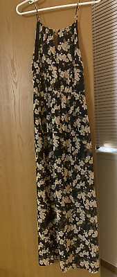#ad Forever 21 Womens Dress M Medium Black Floral Long Maxi $13.99