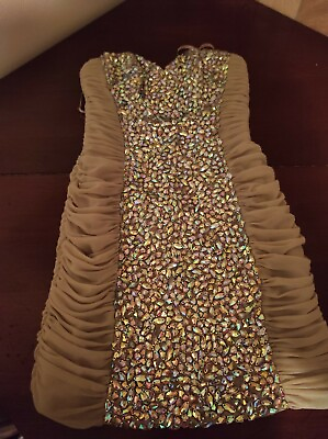 #ad La Femme Women Gold Cocktail Dress 4 $54.00