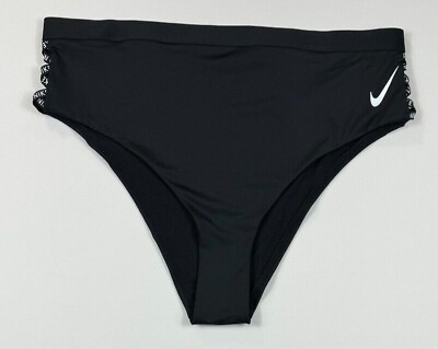 #ad Women#x27;s Nike Black Swim Sneakerkini High Waist Cheeky Bikini Bottoms $22.99