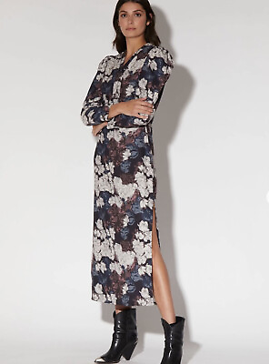 #ad Walter Baker Kendall Floral Maxi Dress Long Sleeve Puff Shoulder Slit Detail XS $79.00