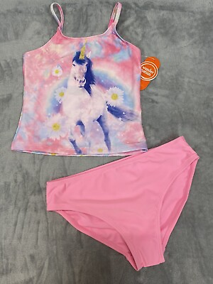 #ad Wonder Nation Girls 2 Piece Swimsuit Tankini Unicorn Size Medium 7 8 UPF 50 $14.97