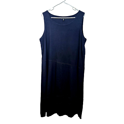 #ad Eileen Fisher Maxi Dress XLarge Linen Blend Lagenlook Black Sleeveless ALTERED $31.45
