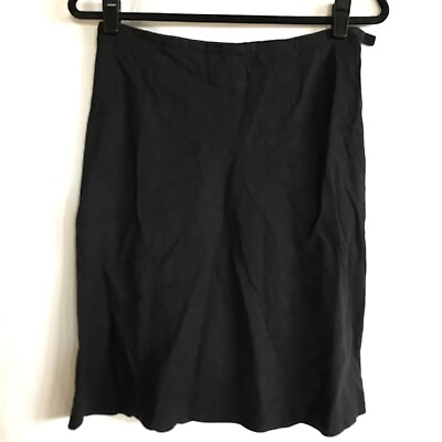 #ad Laura Ashley Skirt Women Size 8 Black Linen Blend Knee Length Straight Pencil $5.00