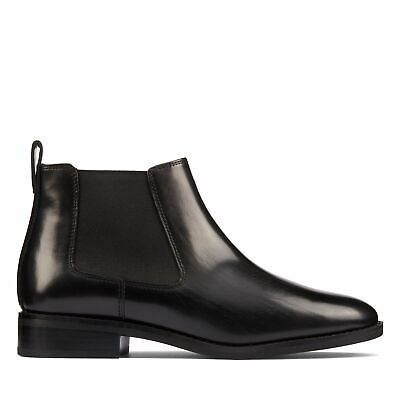 Clarks Womens Ria Chelsea Black Leather Boots $69.99